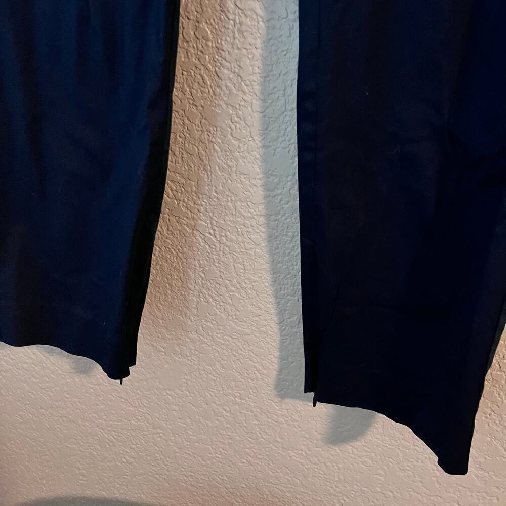 Theory Women’s Navy Blue Cotton Slim Leg Ankle Pant Dress Zip Hem 12 - Picture 3 of 7